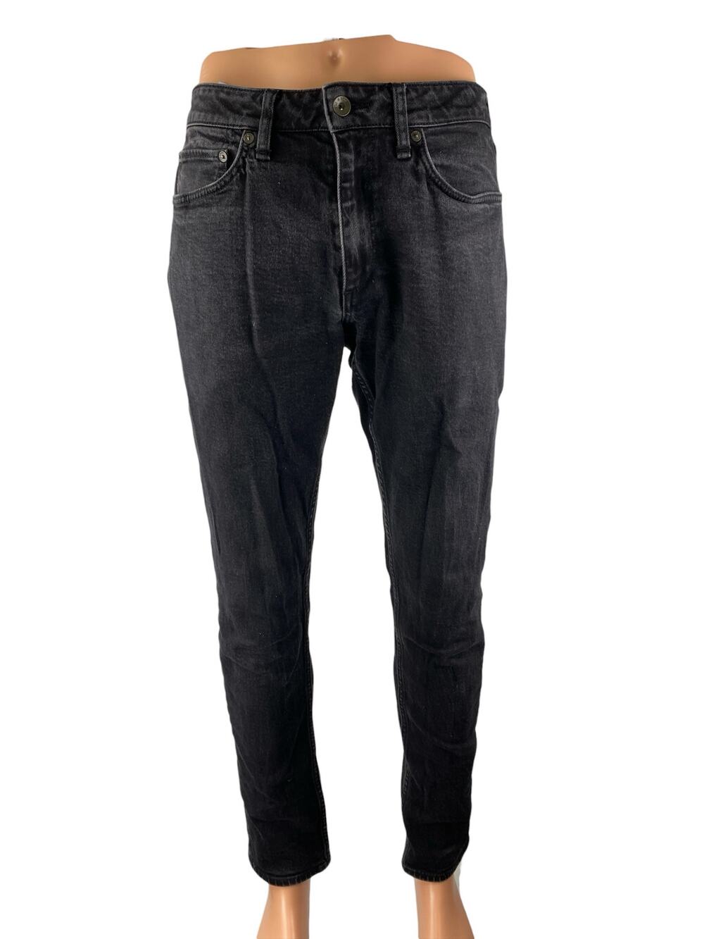 Rag & Bone Men's Black Washed Denim Slim Fit High Rise Skinny Jeans Pants 31-32